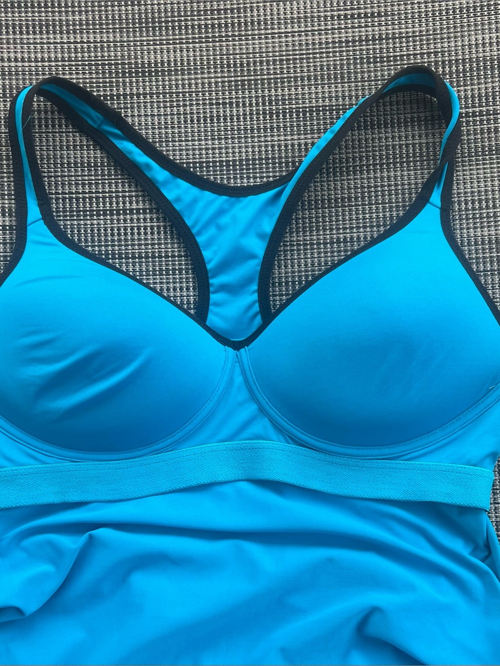 Victoria's Secret PINK Yoga Push-Up Cami Tank Top Blue Black Racerback Medium - Picture 7 of 7